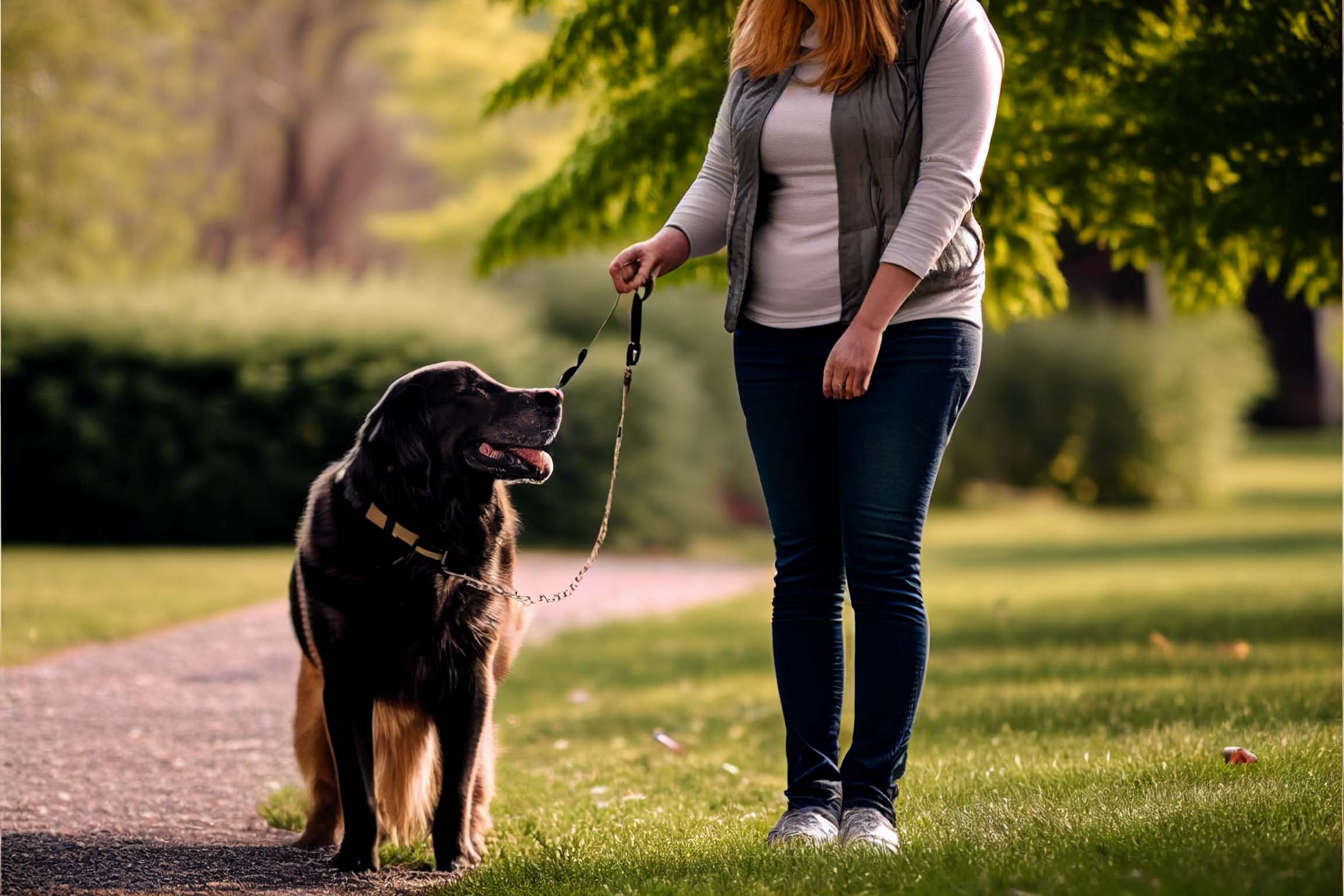 Woman training her dog