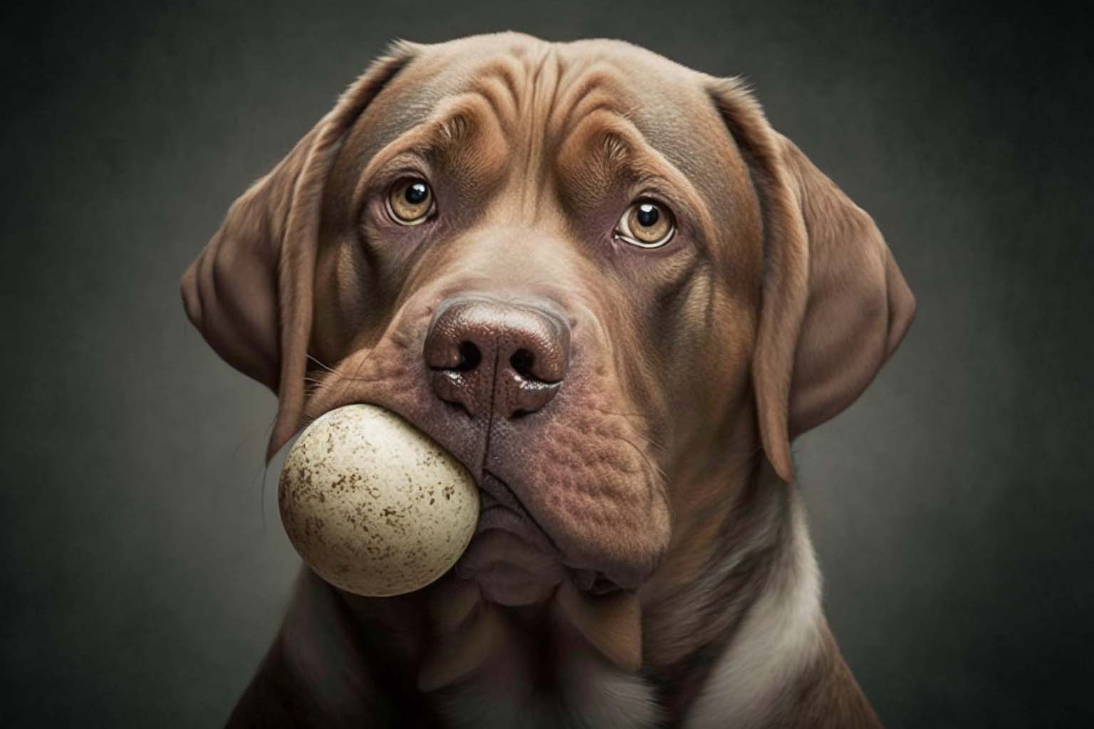 Dog with ball in its mouth